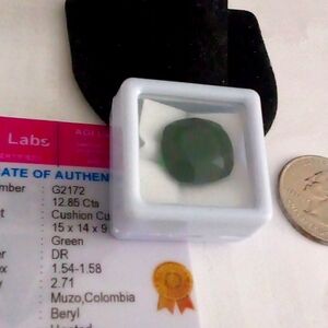 Certified 12.85ct muzo cushion cut natural emerald 🤗💎💓